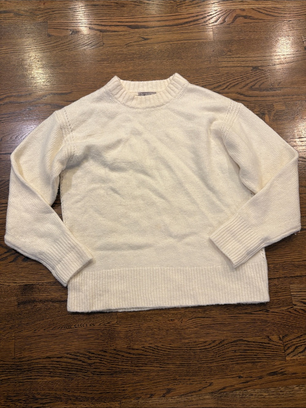 J. Crew chunky oversized Classic Cream Crewneck Women’s Sweater, XXS